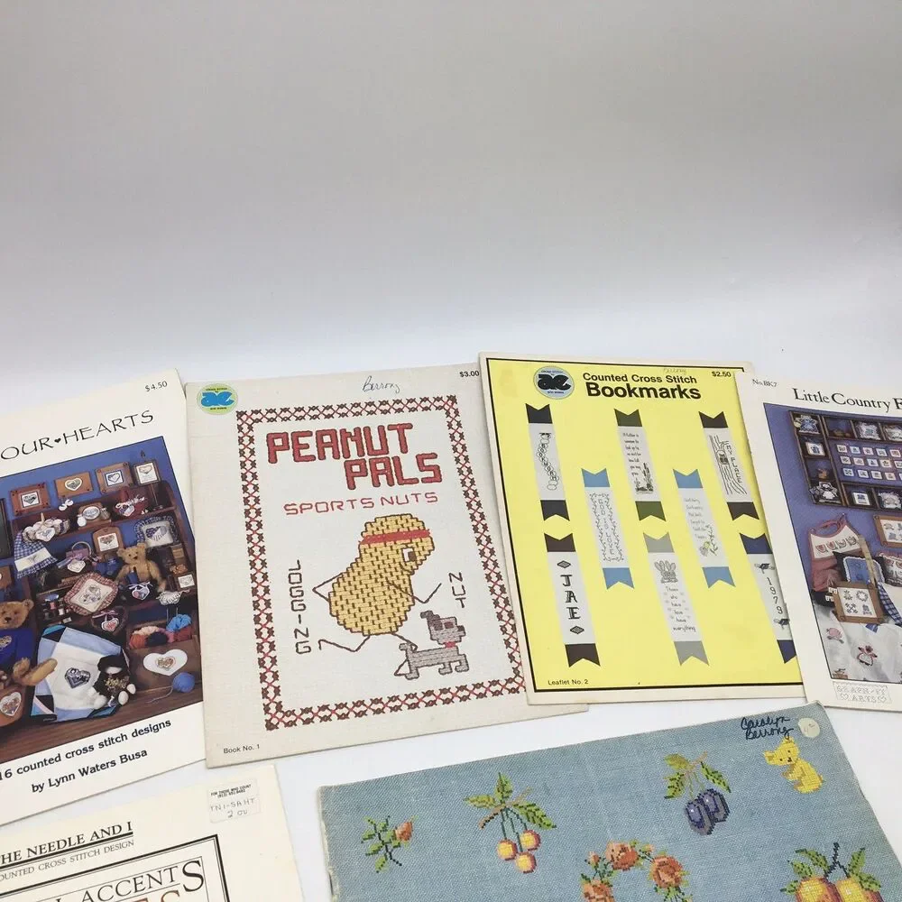 Vintage Counted Cross Stitch Books & Leaflets Peanut Pals Country Hearts Bears